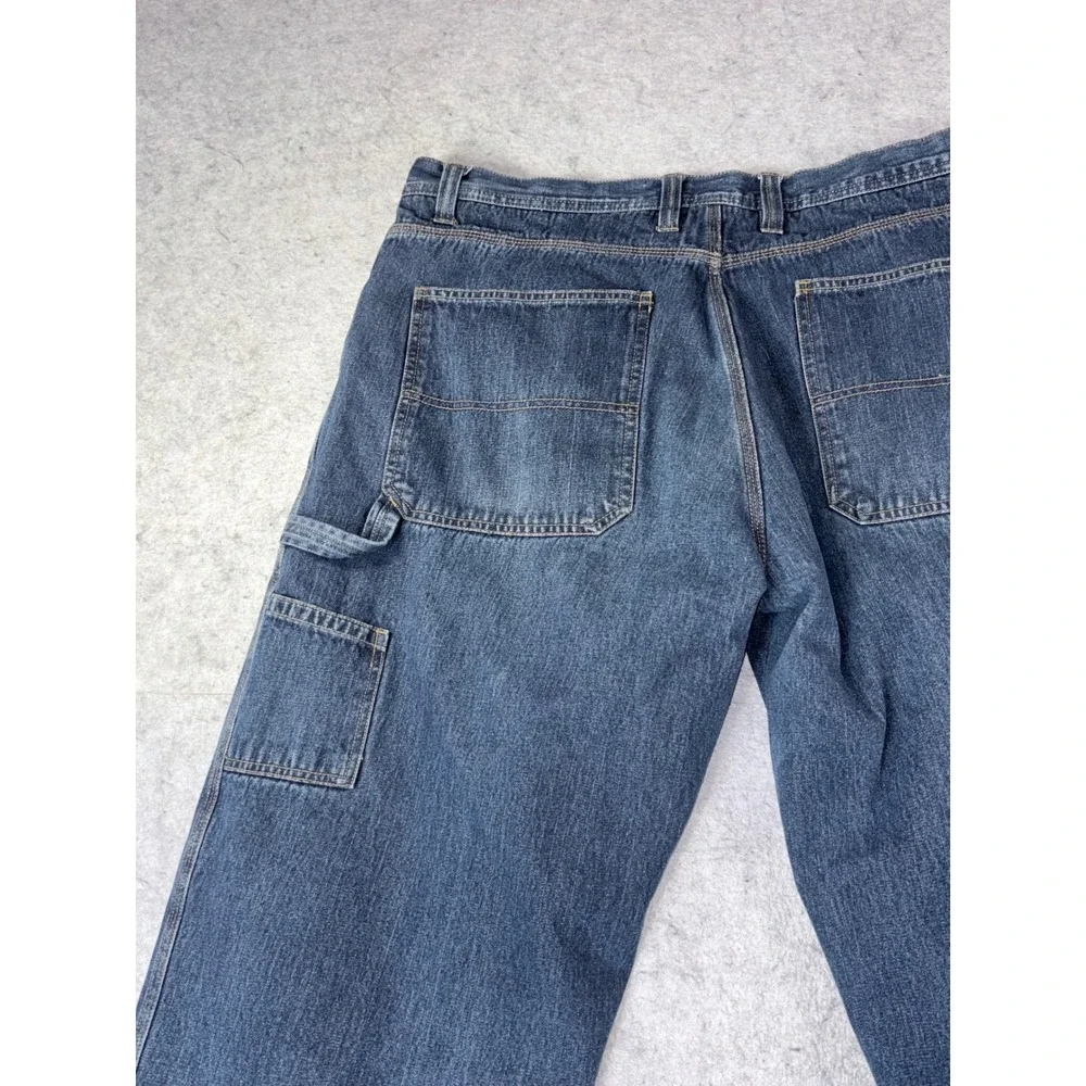 Faded Glory Mens Fleece Lined Carpenter Jeans Blue Denim Work Pants 40x29 VTG